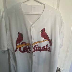White Embroidered Cardinals Jersey; Mens 48